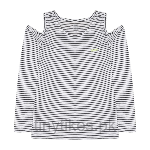 CC Full Sleeve Girls T-Shirt Open Shoulder Design - TinyTikes.pk