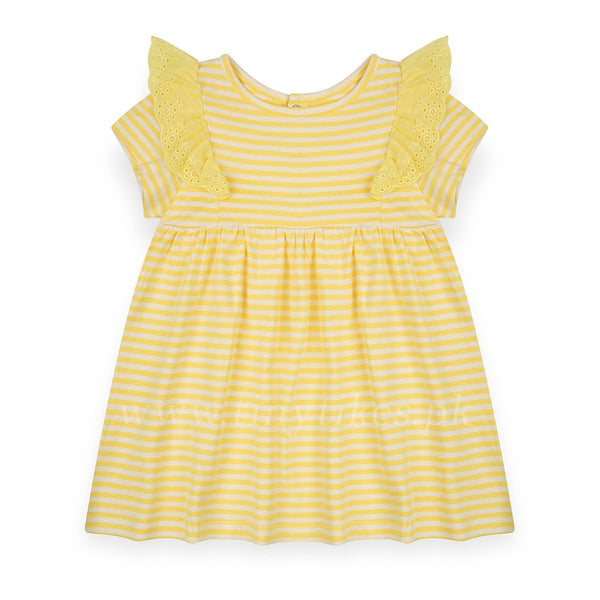 BLUE ZOO Girl Yellow Frill With White Lining Frock - TinyTikes.pk