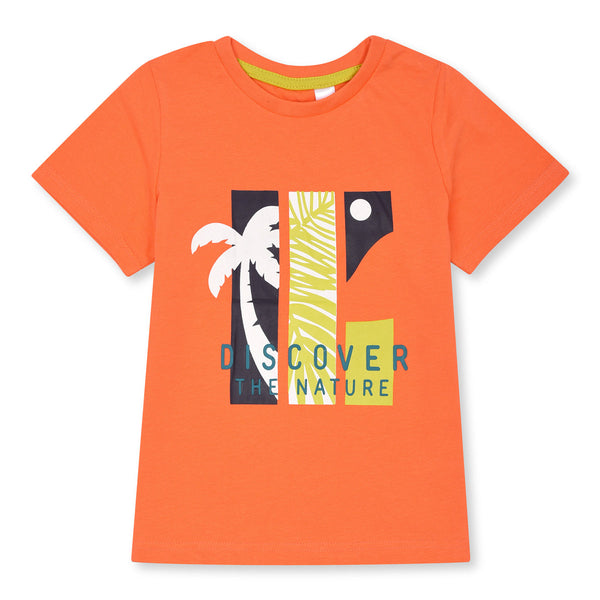 O K Boy Orange Discover The Nature Printed T-Shirt