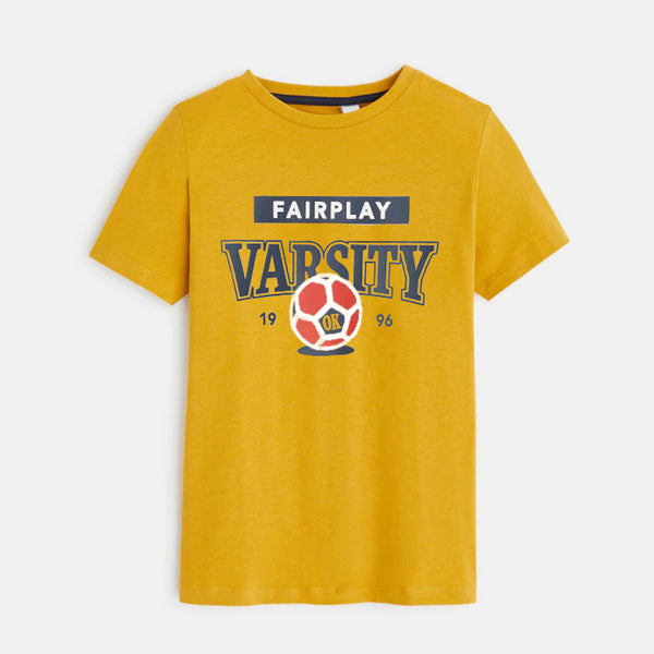 OK Boy Yellow Football Design T-Shirt