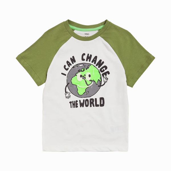 MS Boy White With Earth T-Shirt