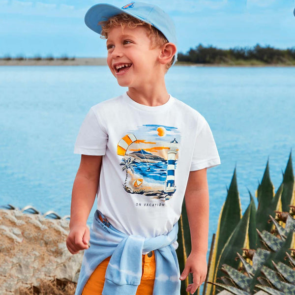 MAY ORAL Boy White On Vacation Design T-Shirt