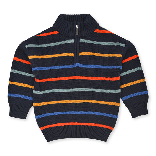 MS Boy Blue Multi Lining  Sweater