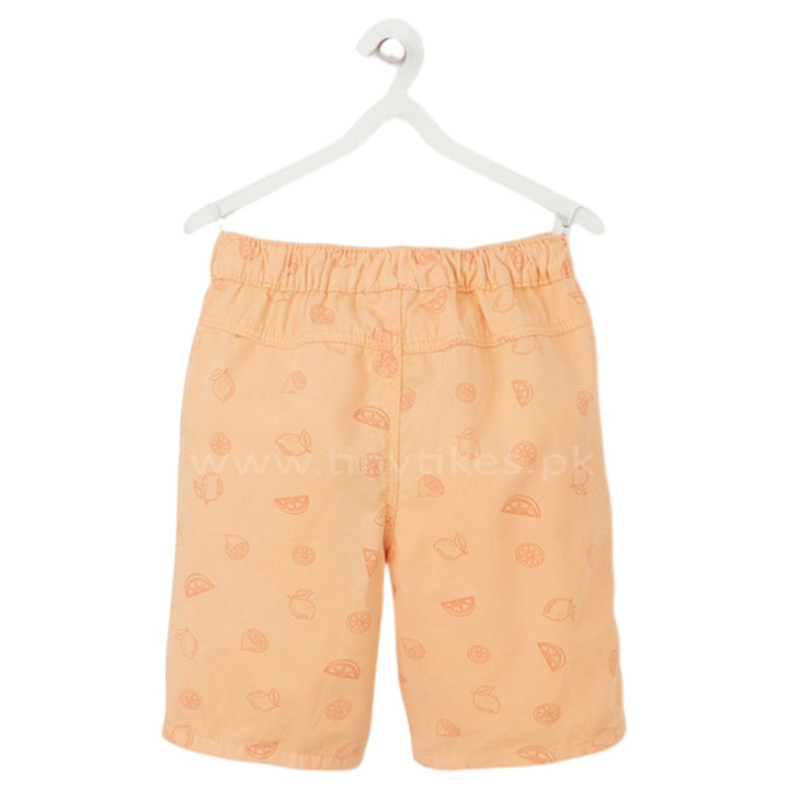 T A O Organic Cotton Peach Short's For Boy With Lemon Print - TinyTikes.pk