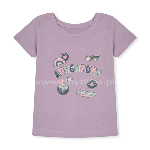 PRM Short Sleeves Jersey Cotton Light Purple With Adventure Printed T-Shirt - TinyTikes.pk