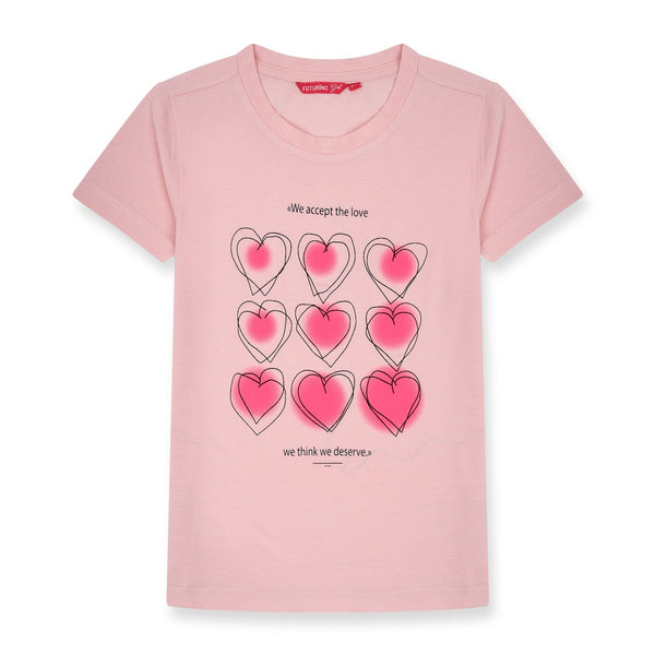 FN Girl Pink Heart Print T-Shirt