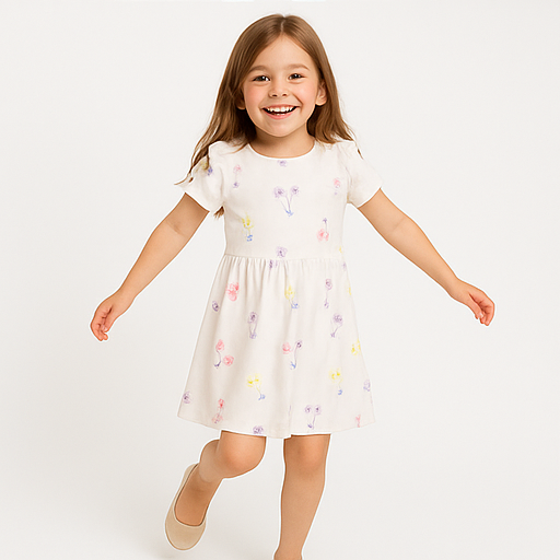SIN SAY Off-White Cherry Printed Frock