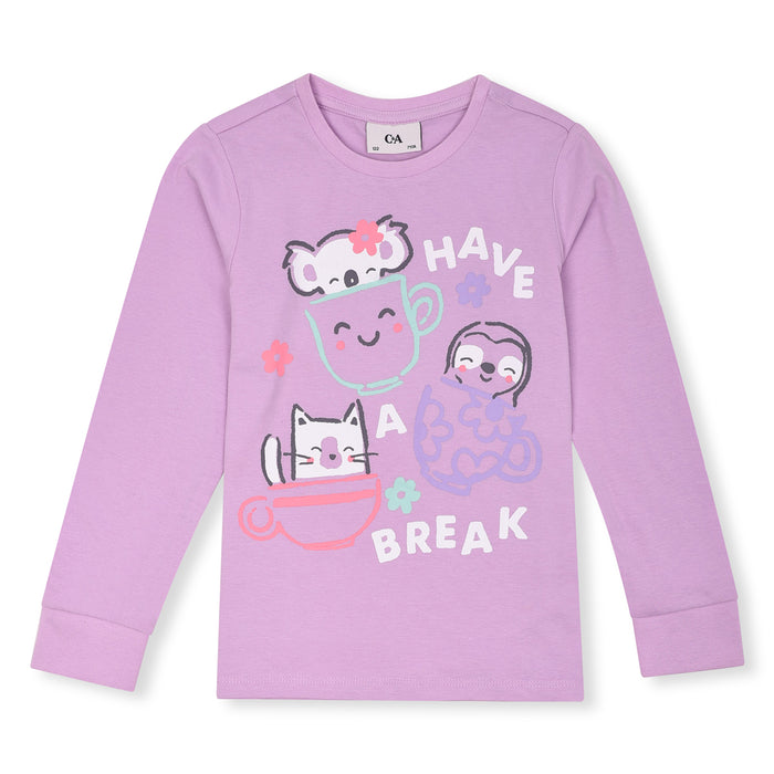 CA Girl Mauve Cup Printed Full Sleeves Shirt
