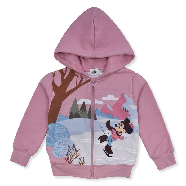 Girl Pink Minnie Mouse Design Zipper Hoodie