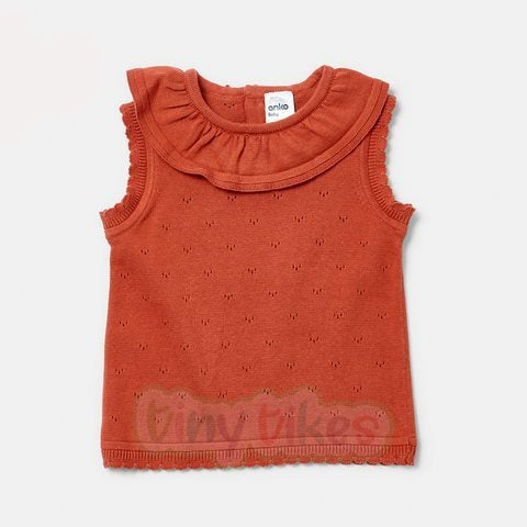 AN KO Girl Sleeve Less Sweater With Frill - TinyTikes.pk