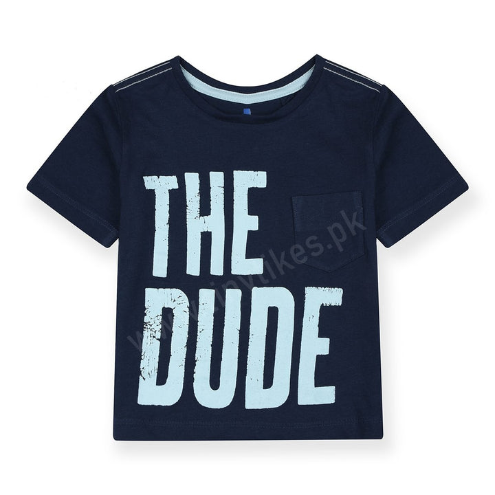 KIDS Half Sleeves Boys T-Shirt  Blue Color With Dude Print - TinyTikes.pk