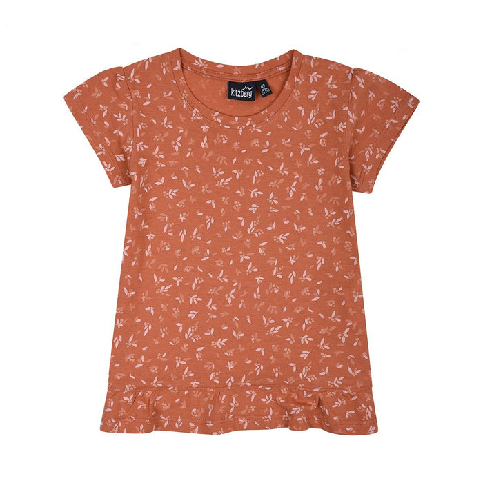 KITZ BERG Girls Top Mahroon Color With Flower Print - TinyTikes.pk