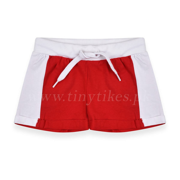 Girl Red And White Soft Touch Jersey Short - TinyTikes.pk