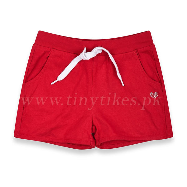 Heart Girl Red Soft Touch Jersey Short - TinyTikes.pk