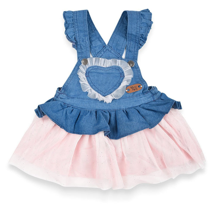 Girl Denim Tulle Pink With Heart - TinyTikes.pk