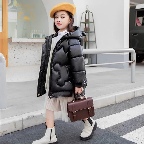 Black Jacket For Girls With Bunny Style Pocket