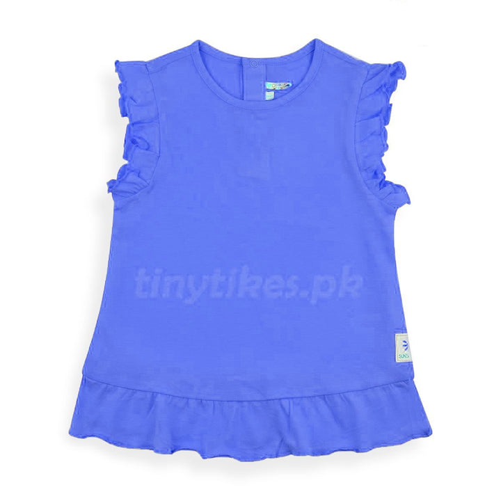 OM Half Sleeve Girls T-Shirt Plane Sky Color - TinyTikes.pk