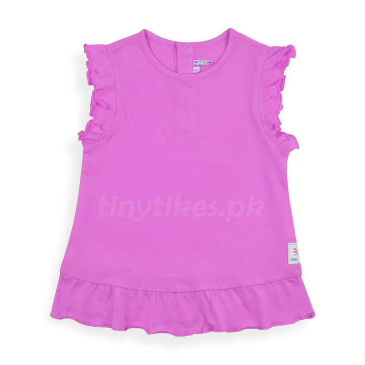 OM Half Sleeve Girls Frock Plane Pink Color - TinyTikes.pk