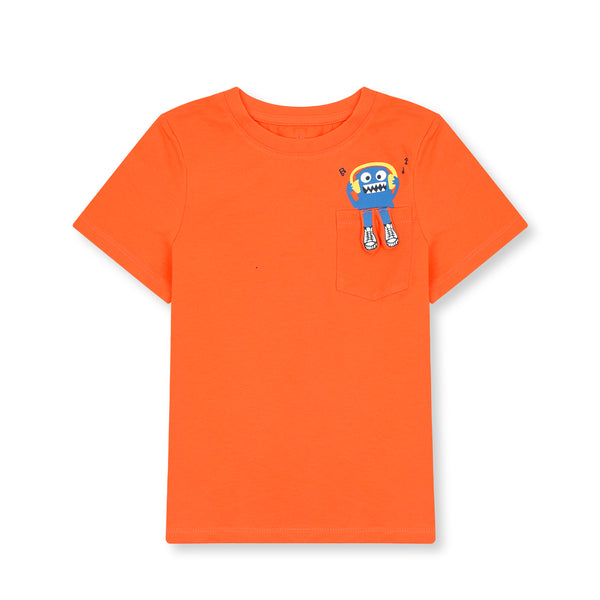 Boys T-shirt Orange Alien Printed