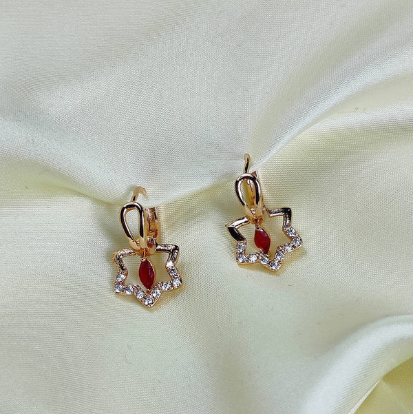 Adjustable Earring- 83 (Star and Red Zircon) - TinyTikes.pk