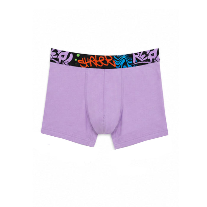HM Boy Purple Printed Rib Boxer