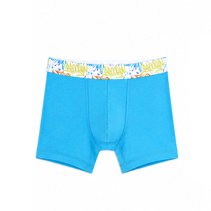 HM Boy Sky Blue Printed Rib Boxer