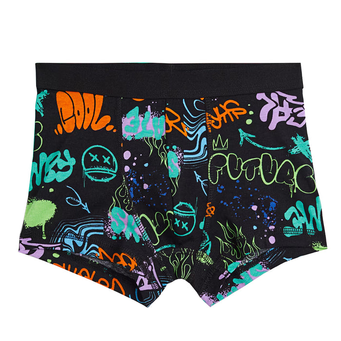 HM Boy Black Emoji Painted With Rib Boxer
