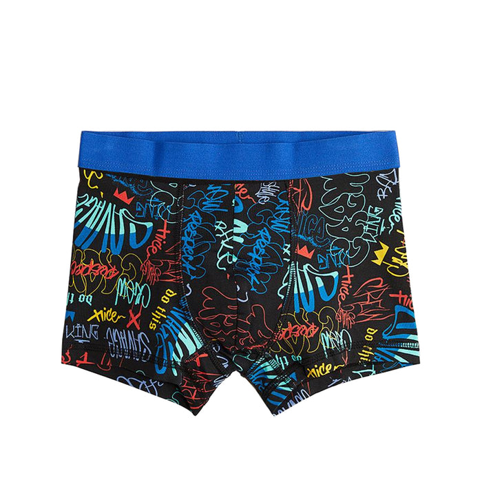 HM Boy Black Printed With Rib Boxer