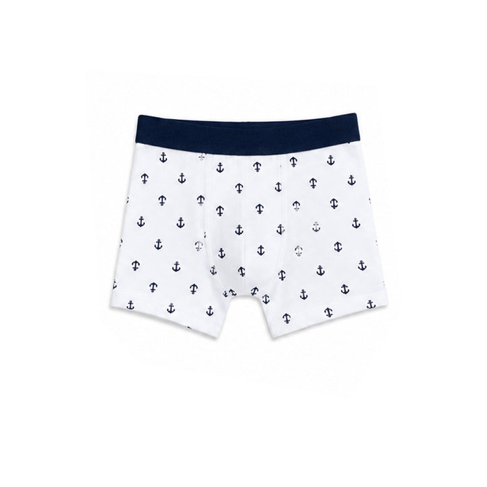 HM Boy White With Blue Anchor Printed Boxer