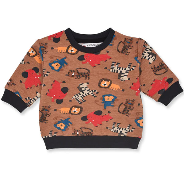 KC7 Boy Brown Color Animals Print Sweatshirt