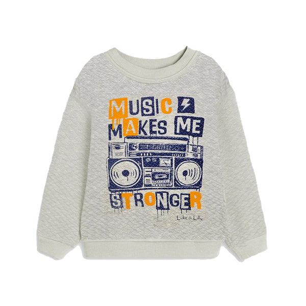 KC7 Boy White Color Music Radio Print Sweat Shirt