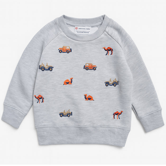 KC7 Boy Grey Car Embroidery Sweat Shirt