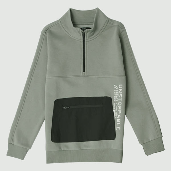 Boy Grey Sweat Shirt With Zipper Pocket