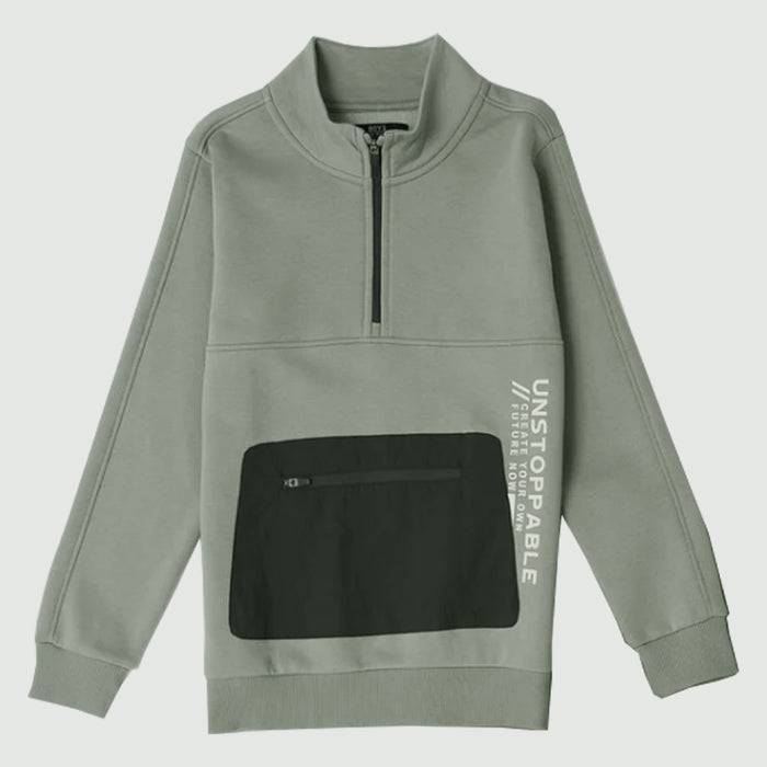 Boy Grey Sweat Shirt With Zipper Pocket