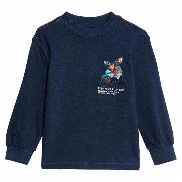 MS Boy Blue Car Embroidery Sweat Shirt