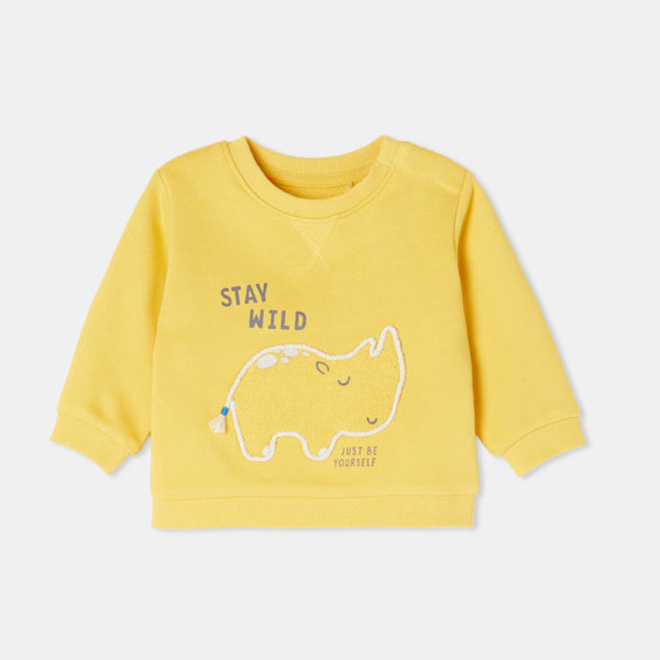 ECIN Yellow Sweat Shirt With Stay Wild Print