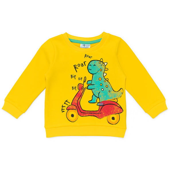 SO CUTE Boy Yellow Dino Roar Printed Sweat Shirt