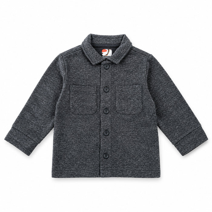 Kids Charcoal Grey Full Sleeve Casual Shacket