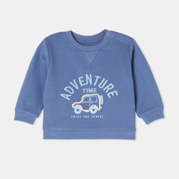 ECIN Boy Blue Color Adventure Time Embroidery Sweat Shirt