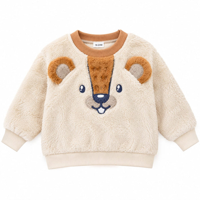 Baby Fleece With Brown Bear Design Sweater
