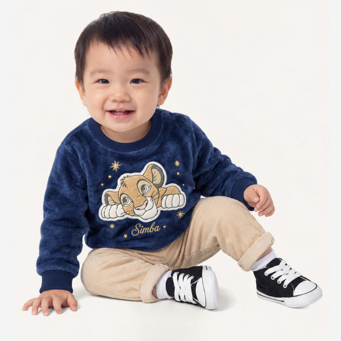 DSN Boy Blue Simba Applique Fleece Sweater
