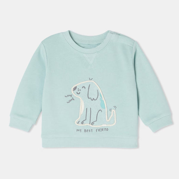 ECIN Boy Sea Green Color Dog Design Sweat Shirt