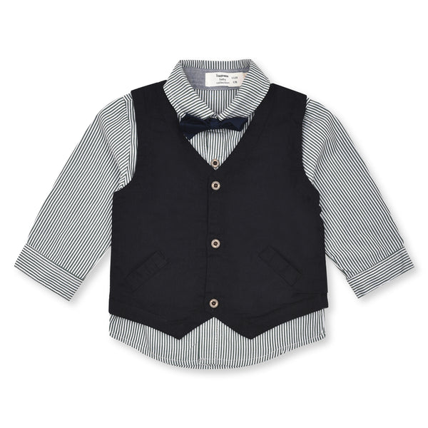 Boys Two Pics Set With Bow Black waistcoat