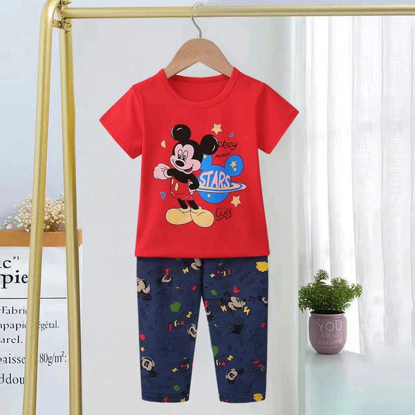 Boys Red Mickey Mouse Print Two Piece Set