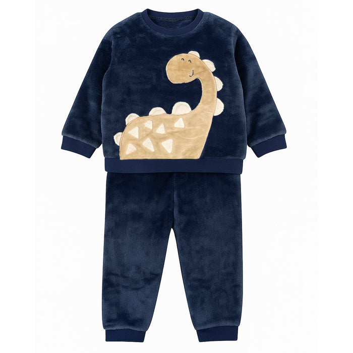 L G Navy Blue Dino Embroidery Fleece Sweat Shirt With Trouser