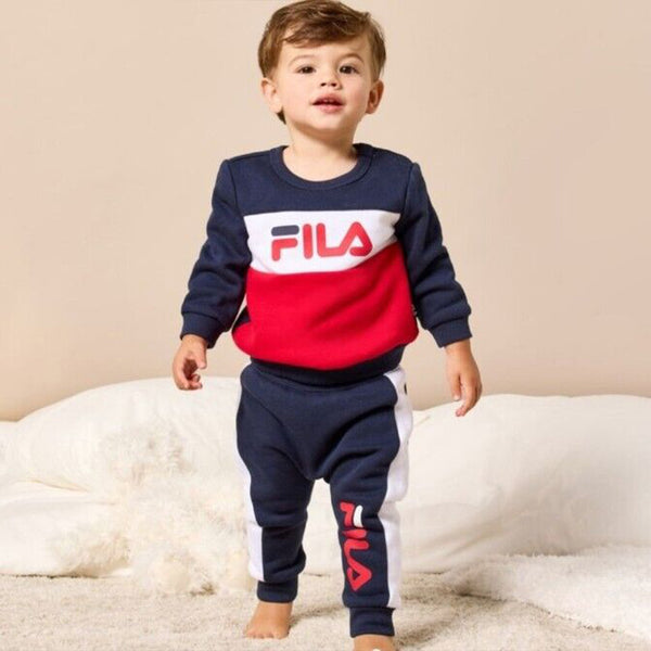 FI LA Boy Navy Blue Color Fila Design Two Piece Set