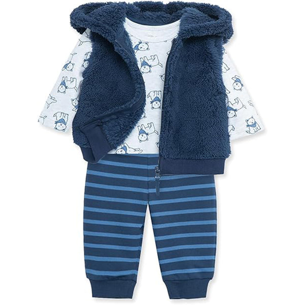 L M Boy Navy Blue Color Three Piece Set