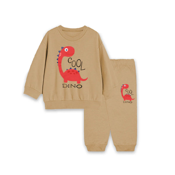 KC7 Boy Brown Color Dino Print Two Piece Set