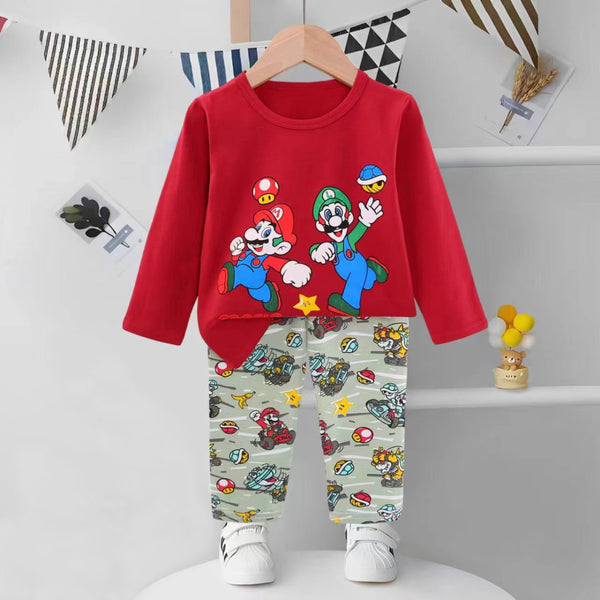 HB Boy Red Color Super Mario Character Design Two Piece Set