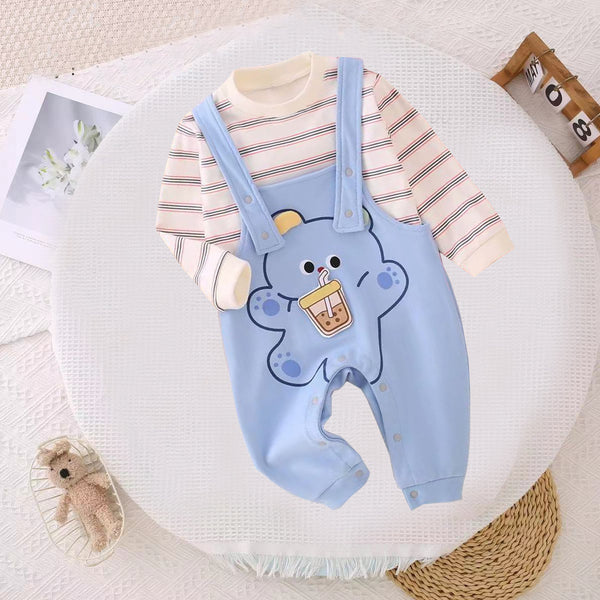 Boy Sky Blue Color Beer Design Two Piece Set